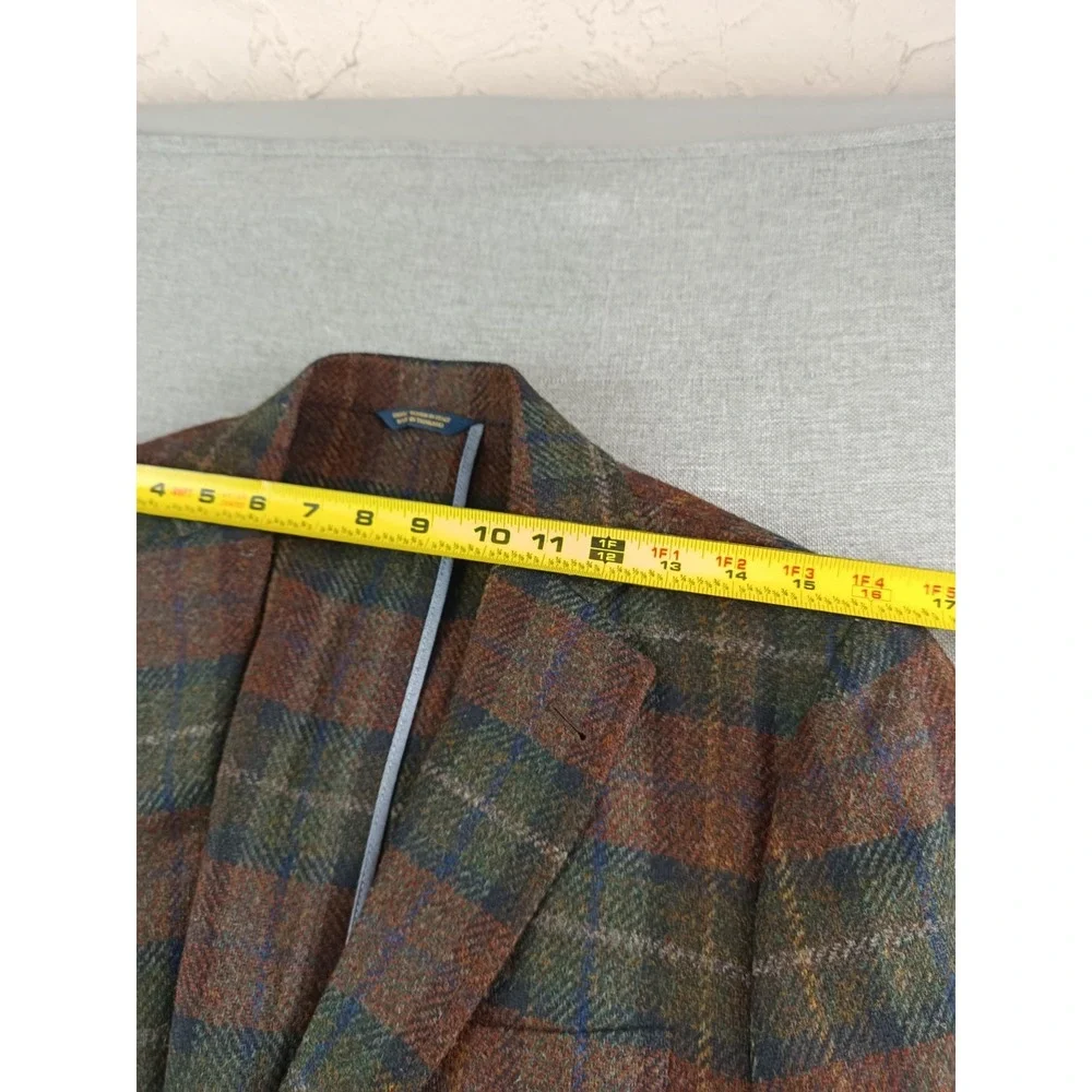 Brooks Brothers Fitzgerald Tweed Blazer Mens 38 S Plaid Wool Elbow Patches